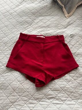 Amanda Uprichard Red High-Waist Tailored Shorts